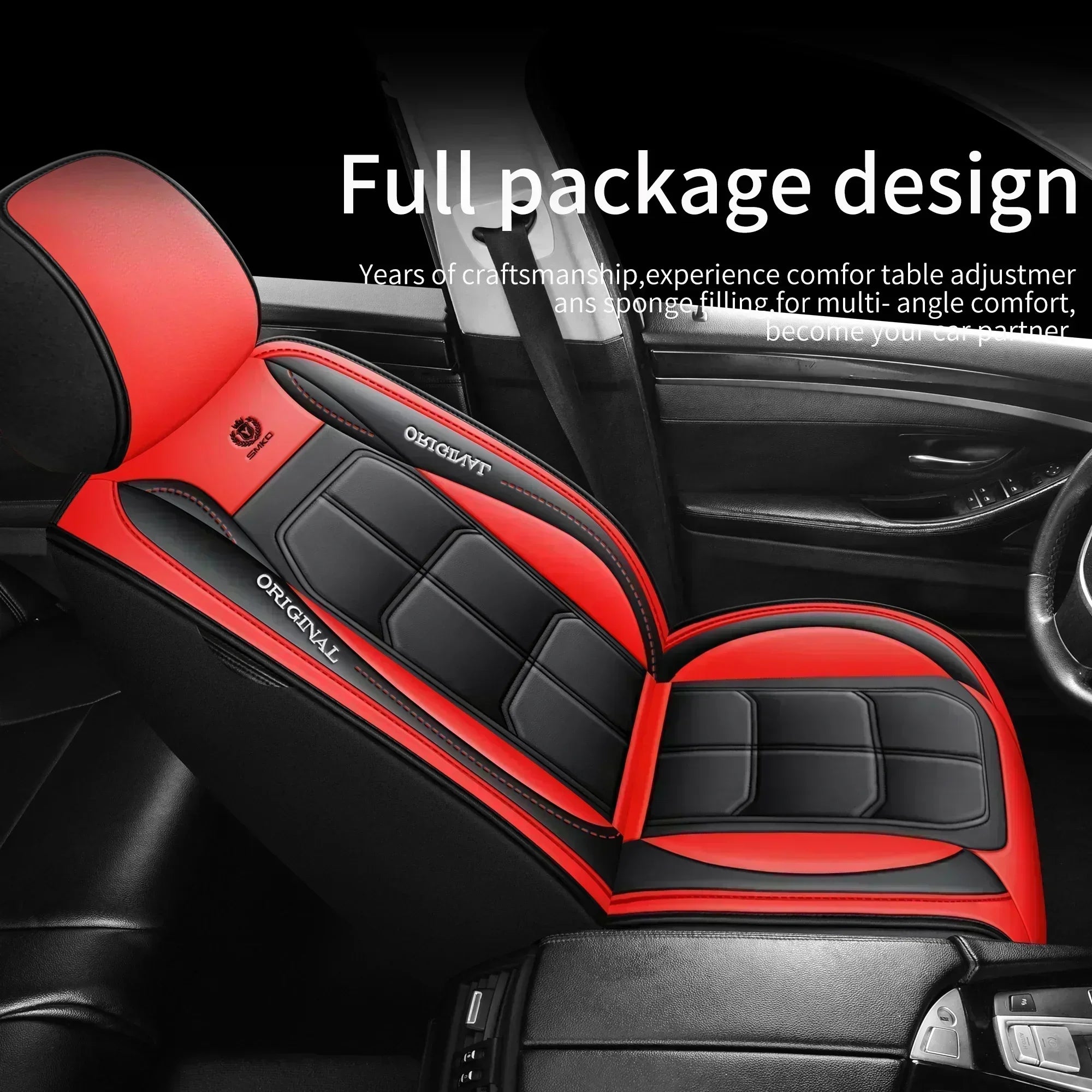 2PCS Car seat covers, waterproof PU full leather fully wrapped muscle seat cushion covers, wear-resistant, soft and comfortable
